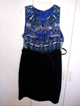 Alyx Ladies Sleeveless DRESS-18-NWT-$70-POLY/RAYON/SPAND.-BLK SKIRT/PATTERN Top - £27.99 GBP
