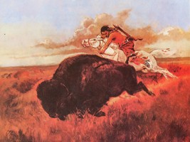 Buffalo Hunting by Charles Marion Russell Western Giclee Art Print + Ships Free - £31.06 GBP+