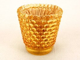 Vintage Amber Glass Toothpick/Candle Holder, Hobnail Surface &amp; Rim, #TPK-427 - £11.71 GBP