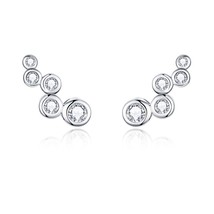 WOSTU 2019 New Design Authentic 925 Silver Earrings Simple 5 Circle CZ S... - $20.10