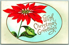 Large Poinsettia Blossom With Christmas Greetings Embossed 1913 DB Postc... - $10.84