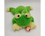 Ty Pillow Pals Ribbit Frog Plush Green Yellow 14&quot; Soft Stuffed Animal Re... - $9.89