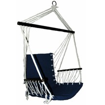 S4O Patio Swing Seat Hanging Hammock Cotton Rope Chair With Cushion Seat... - $44.95