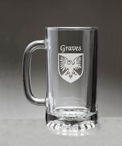 Graves Irish Coat of Arms Glass Beer Mug (Sand Etched) - £22.10 GBP