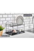 938 Matt Black Two Tier Tableware Rack - Plate Rack - $673.87 MXN