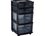Tall Solid Plastic Versatile 4 Drawer Medium Home Storage Cart With 4 Ca... - $67.99