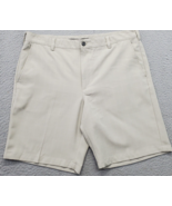 IZOD Golf Shorts Mens Size 36 Tan Check Flat Front Thermal Lined Perform... - $23.37