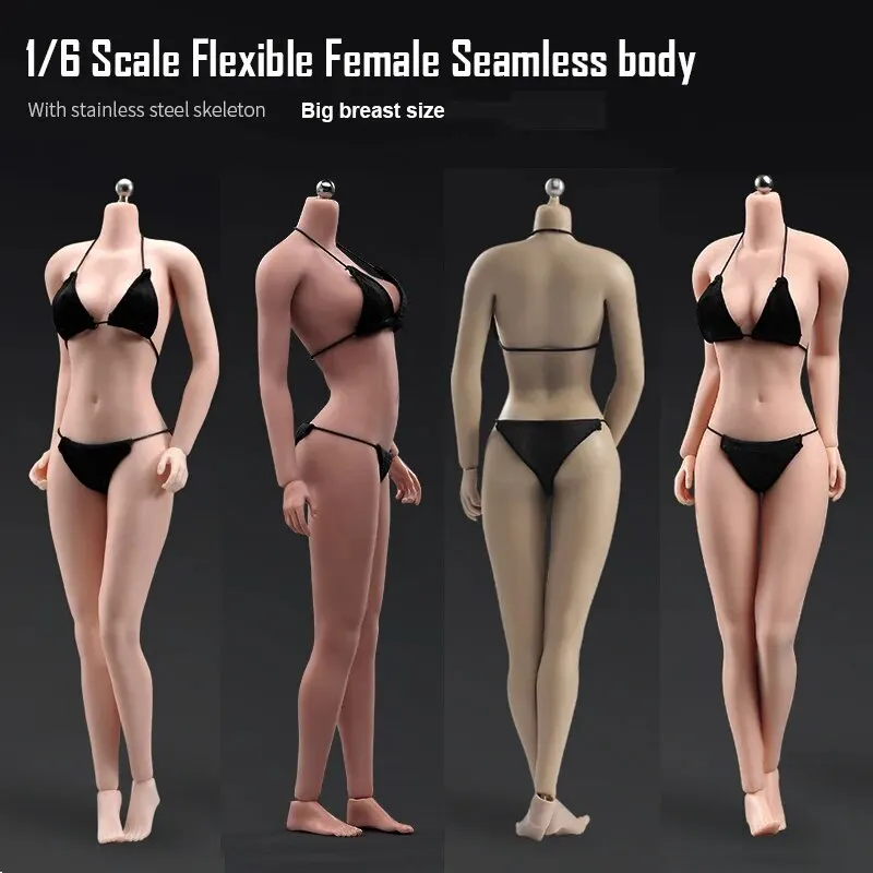 AB001 1/6 Female Seamless Body 12&#39;&#39; Pale Suntan Normal Skin Steel Skeleton - £52.54 GBP+