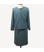 Vintage Leslie Fay Womens Faux Suede Jacket Skirt Suit Set Blue Office S... - £62.90 GBP