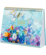 2024 Desk Calendar - Standing Flip Desktop Calendar 2024, January 2024 -... - £7.39 GBP
