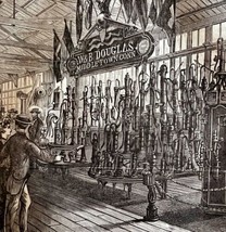 Hand Pump Exhibit 1876 Worlds Fair Centennial Expo Victorian Woodcut DWAA3B - €60,79 EUR