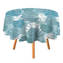 Tropical Palm Leaf Tablecloth Round Kitchen Dining for Table Cover Decor... - £12.78 GBP+