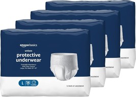 Amazon Basics Incontinence Underwear for Unisex Overnight Absorbency L 56CT - $478.30 MXN