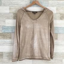 Tommy Bahama Island Soft Burnout Hoodie Sweater Tan Exposed Seams Womens XS - £27.60 GBP
