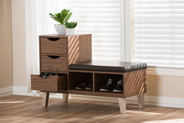 Arthur Walnut Brown Wood 3-Drawer Shoe Storage w/Two Open Shelves - $205.00