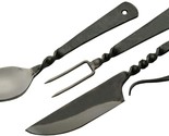 7.25&quot;&quot; Fork Knife and Spoon Medieval Eating Utensil Set, Carbon Steel - £14.32 GBP
