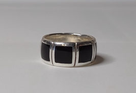 925 Sterling Silver And Black Size 6.75 Ring - £35.97 GBP