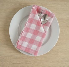 19&quot; x 19&quot; ~ Oversized Dinner Napkins ~ Pink &amp; White Check ~ 100% Cotton ... - £22.37 GBP