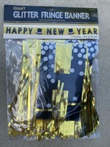 &quot;HAPPY NEW YEAR&quot; Foil Fringe Banner, Black, Silver, Gold, 7.5&quot; x 9.5 - £7.74 GBP