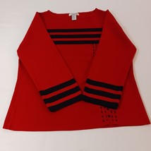 Carducci Women Red &amp; Black Stripes Pullover Sweater 3/4 Sleeve Size XL - €11,26 EUR
