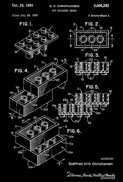 1961 - Lego - Toy Building Brick - G. K. Christiansen - Patent Art Poster - $9.99