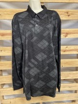 Izod XFG Black Gray Plaid  Long Sleeve Polo Shirt  Men&#39;s Size XL Golf KG JD - £9.27 GBP