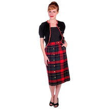 VTG 1980s Stonybrook Red Plaid Wool Pencil Skirt 50s Revival Brass Butto... - $1,738.80 MXN
