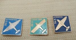 Unique set of three vintage commemorative Russian military aircraft pins - $20.00