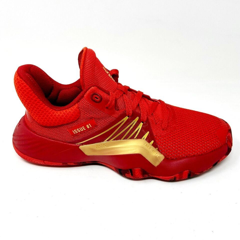 Adidas D.O.N. Issue #1 Junior Red Gold Kids Basketball Sneakers EF2935