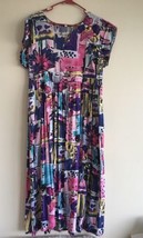 Boho Womens Long True Vintage Dress Bright Colorful w Pockets Medium - £50.49 GBP