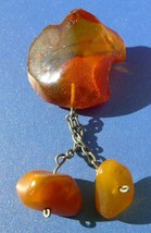 j43 Multi-Color Honey Yellow White Natural Baltic Amber gem brooch jewelry pin - £9.96 GBP
