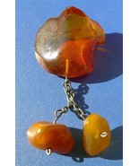 j43 Multi-Color Honey Yellow White Natural Baltic Amber gem brooch jewel... - £9.82 GBP