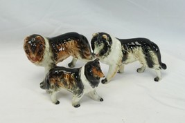 Porcelain Collie Figurine 6 1/4&quot; x 5 1/2&quot; and 5&quot; x 4&quot; Lot of 3 Made in J... - $35.27