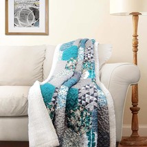 Lush Decor, Turquoise Briley Reversible Throw-Colorful Hexagon Patchwork... - $55.99