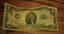 1976 Jefferson 2 Dollar Bill $2 Vintage E Series - £7.81 GBP