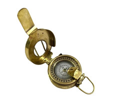 Solid Brass WWII Military Compass Pocket Compass Gift Brass Compass - £34.10 GBP