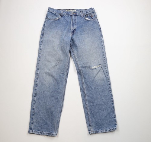 Vintage Harley Davidson Mens 32x30 Distressed Straight Leg Denim Jeans Blue - $39.55