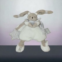 DouDou Et Compagnie Plush Bunny Rabbit Lovey Security Blanket Rattle White 8&quot; - £11.00 GBP