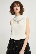 French Connection Mathilde Embellished Split-Back Sweater Blouse-Small - £39.96 GBP