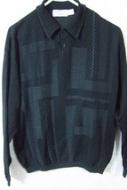 GORGEOUS St. Croix Knits Cotton Blend Black Geometric Polo Style Sweater M - £49.19 GBP