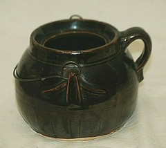 Antique Primitive Americana Stoneware Crock Pottery Bean Pot Glazed Wire... - £31.47 GBP