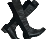 Stuart Weitzman 50/50 Boots Sz 8 Black Leather Stretch OTK Riding Classics! - $123.26