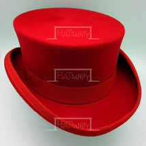 HATsanity Unisex Retro Wool Felt Formal Tuxedo Coachman Hat - Red - £39.96 GBP