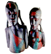 African Ceramic Figures Extra Large Heavyweight Man Woman - $79.20