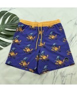 Neff Mens Swim Trunks Shorts Size L Purple Yellow Wizard Hat Frogs Unlined - $27.06 CAD