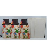 3 Vintage Christmas Greeting Card Snowman Shape Book Earmuffs Hat Racoon... - $14.84