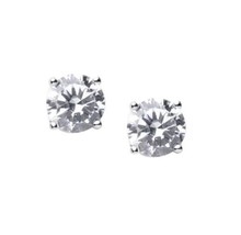 NEW CZ by Kenneth Jay Lane Clear Solitaire Silver Crystal Stud Earrings 6mm - £35.04 GBP
