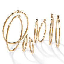 PalmBeach Jewelry 4-Pair Set Polished Gold-Plated Sterling Silver Hoop Earrings - £71.09 GBP