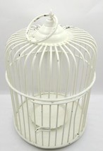 Vtg Shabby Chic Rustic White Metal Bird Cage Farmhouse Birdcage Hinge Clasp  - £27.76 GBP