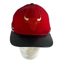 Chicago Bulls Red Cap Hard Patent Black Bill Adjustable Vintage Snapback Read - £14.41 GBP